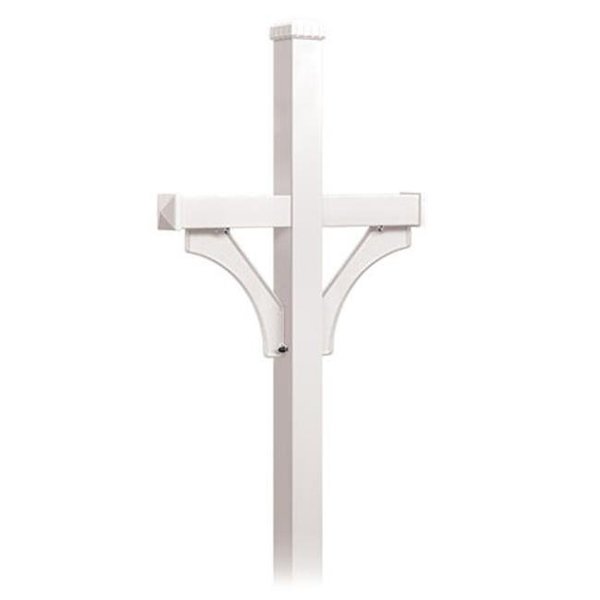 Salsbury Industries Salsbury Industries 4872WHT Deluxe Mailbox Post 2 Sided for 2 Mailboxes In-Ground Mounted - White 4872WHT